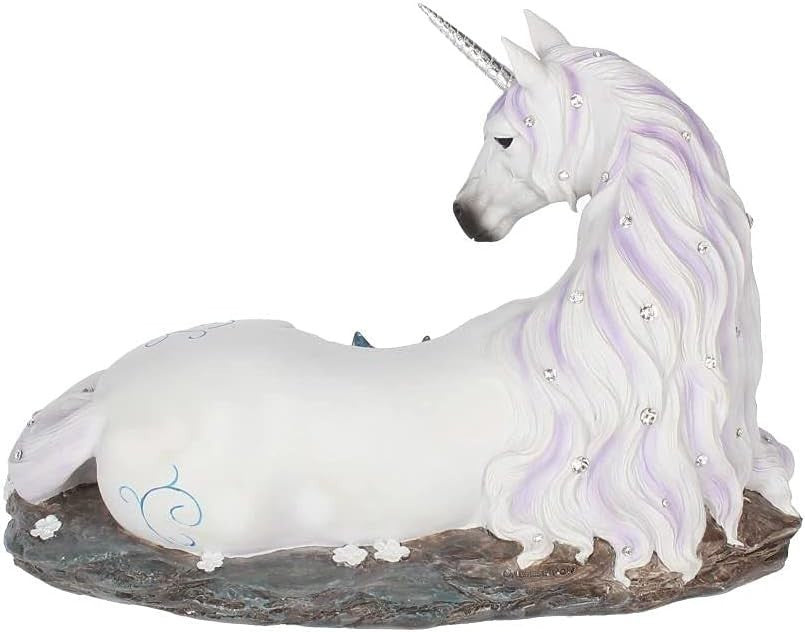 Unicorn Figurine 19cm Resin Ornament Crystal Jewels White Fantasy Decor Gift