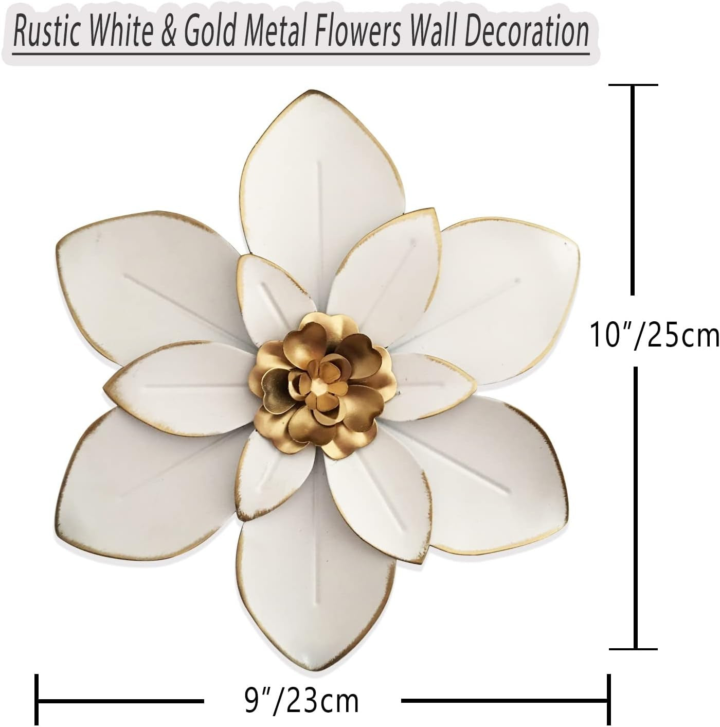 Metal Flower Wall Art 10in Rustic Modern Floral Sculpture Indoor Outdoor Decor