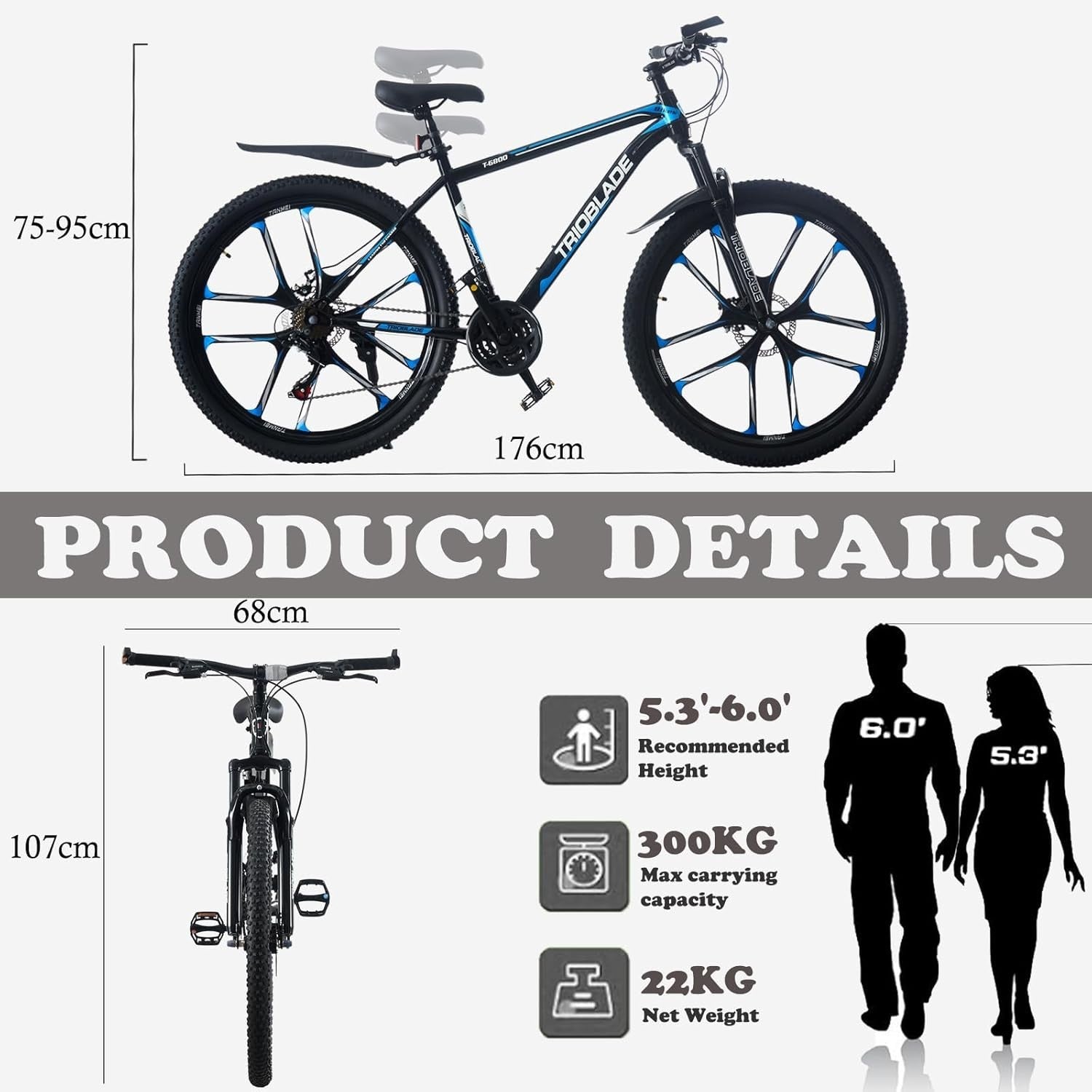27.5" Mountain Bike 21-Speed Dual Suspension MTB Bicycle Off-Road Durable