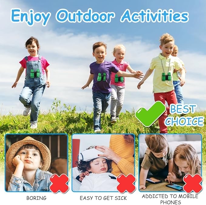 Kids 4x30 Shockproof Binoculars Green | Outdoor Learning Toy Ages 3–12