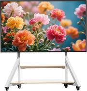 Mobile TV Stand 65-100" with Lockable Wheels, Adjustable Height & 2 Shelves