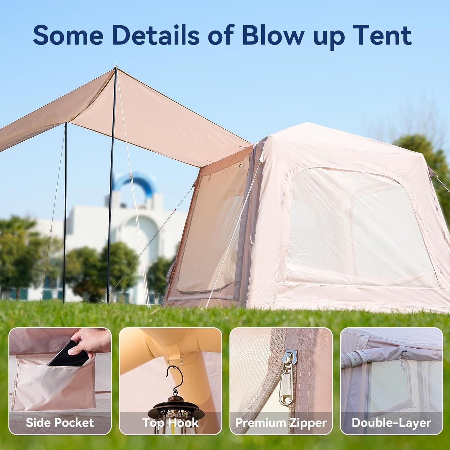 2 Person Inflatable Camping Tent Waterproof Oxford Air Beam Awning