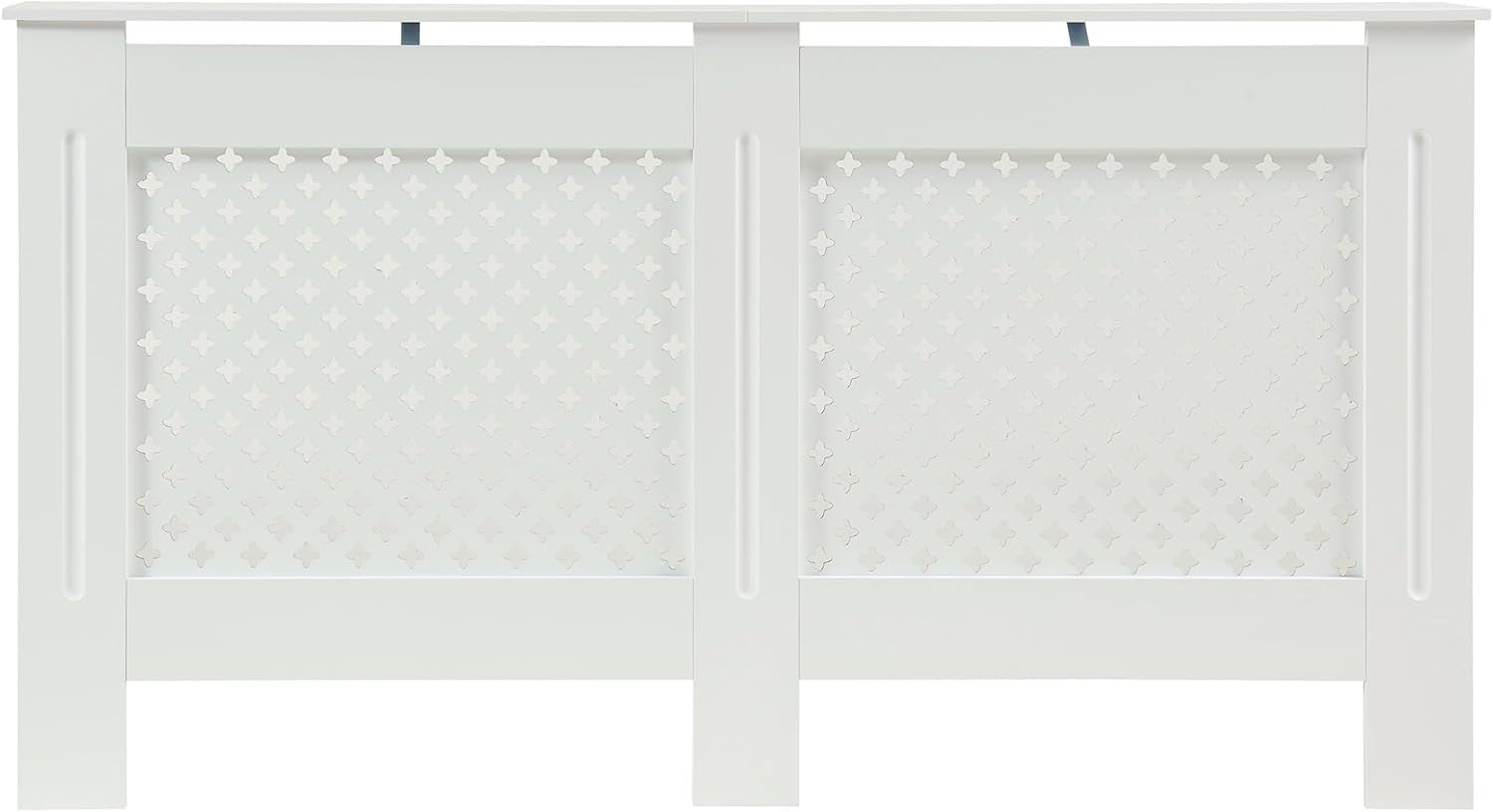 Modern White Radiator Cover MDF Wall Cabinet Large | Diamond Design