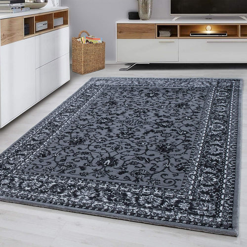 Grey Oriental Area Rug 120x170cm Soft Low Pile Floral Living Room Carpet