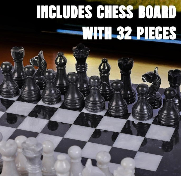 Luxury Handmade Marble Chess Set 10x10” – Elegant Stone Board + Weighted Pieces