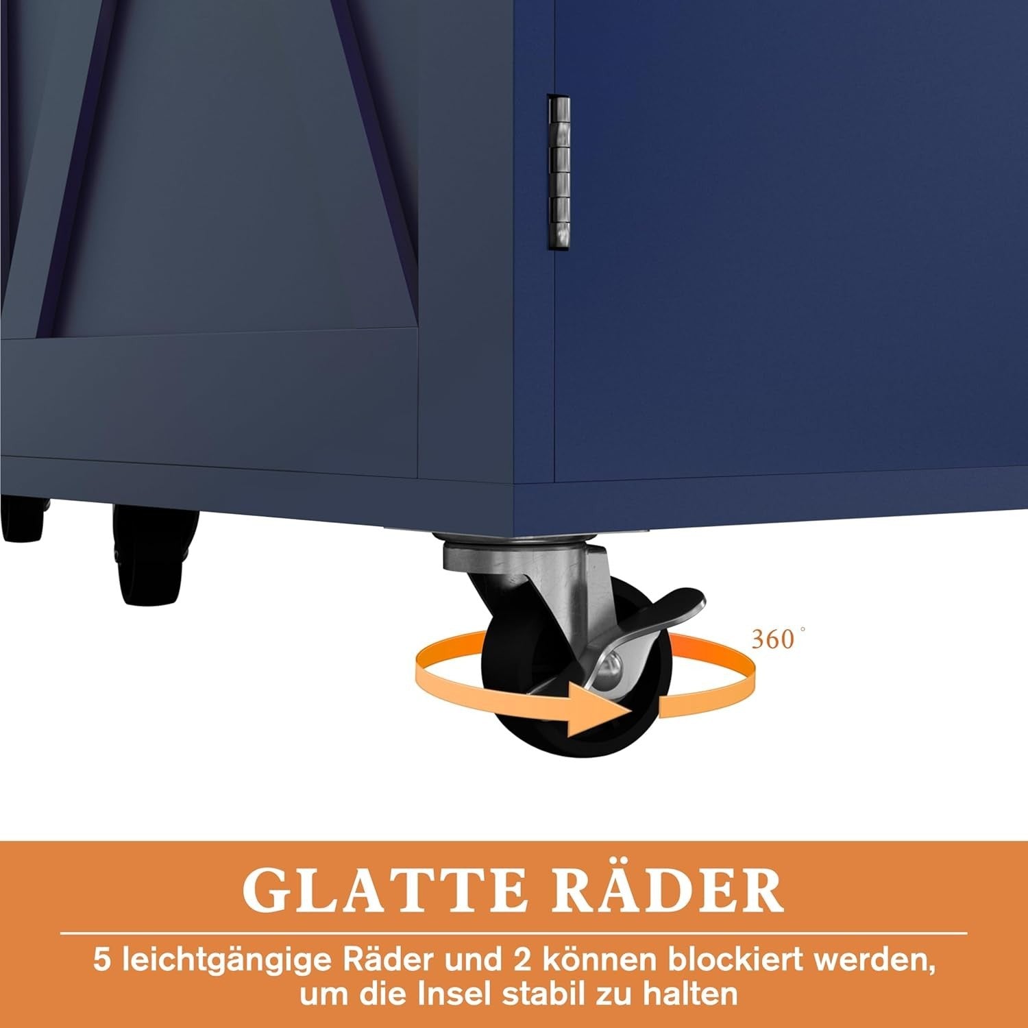 Kitchen Island Trolley with Drop Leaf, Storage Cabinets & Wheels – Blue