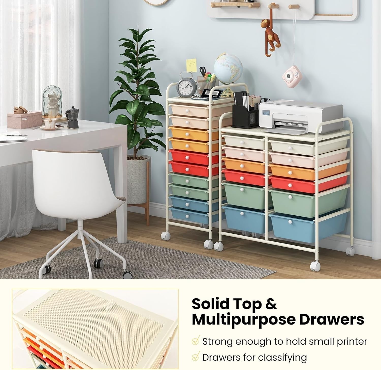 12 Drawer Utility Storage Trolley Rolling Cart Organizer with Wheels