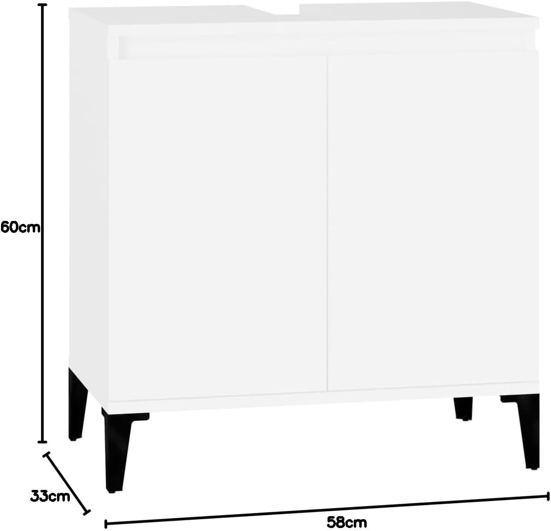 White Bathroom Sink Cabinet | Compact Under Sink Storage 58x33x60cm