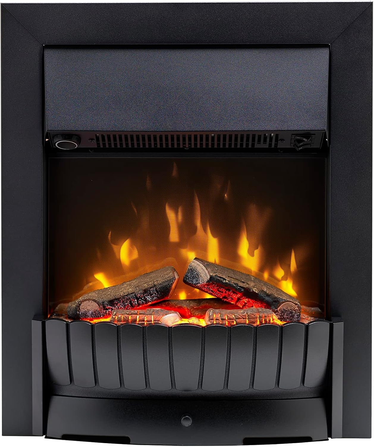 Electric Inset Fireplace Heater with Realistic LED Flame & Logs, 2kW Fan Heat