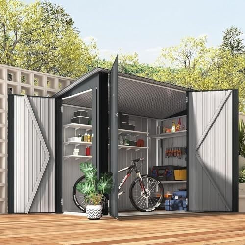 Heavy Duty Metal Bike Shed Lockable Waterproof Galvanised Outdoor Storage 7x4ft