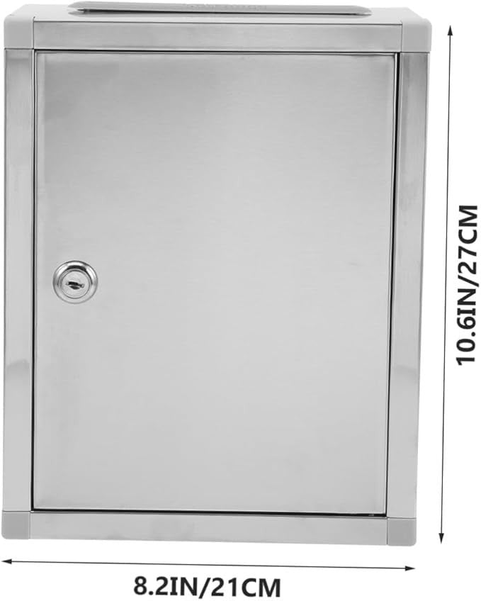 Lockable Wall-Mounted Stainless Steel Mailbox Secure Outdoor Post Box Large Slot