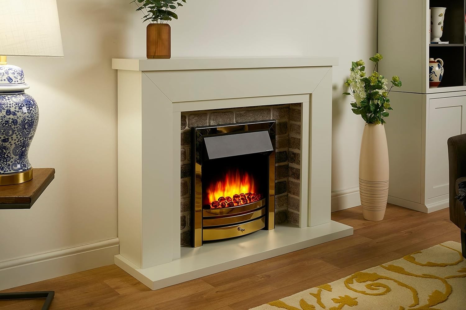Electric Fireplace Suite 48" Remote Control LED Flame Heater White
