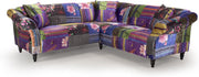 Vibrant Multicolour 5-Seater Corner Sofa in Plush Velvet with Solid Wood Frame