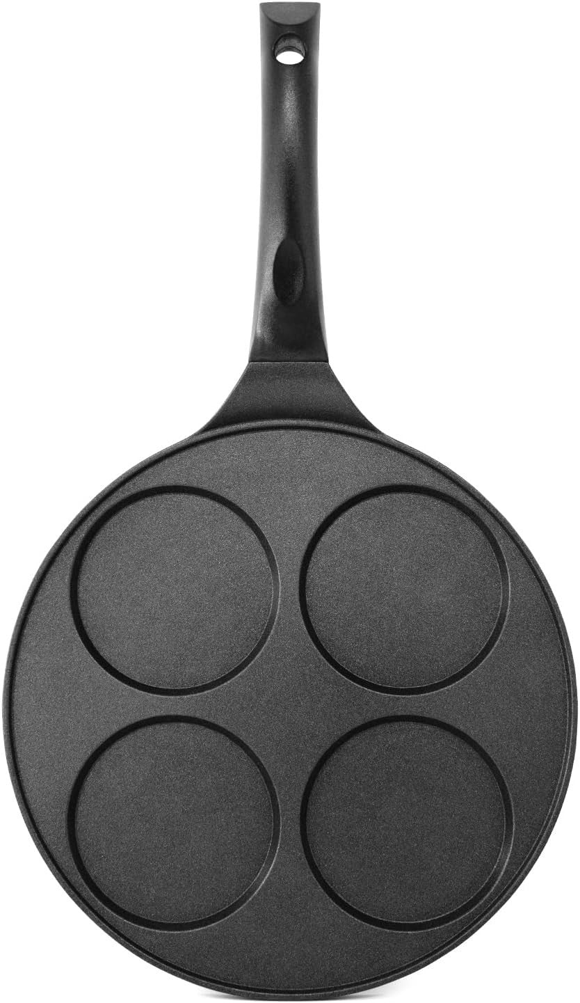 4-Hole Non-Stick Pancake & Egg Pan 26cm Cast Aluminium Induction Safe