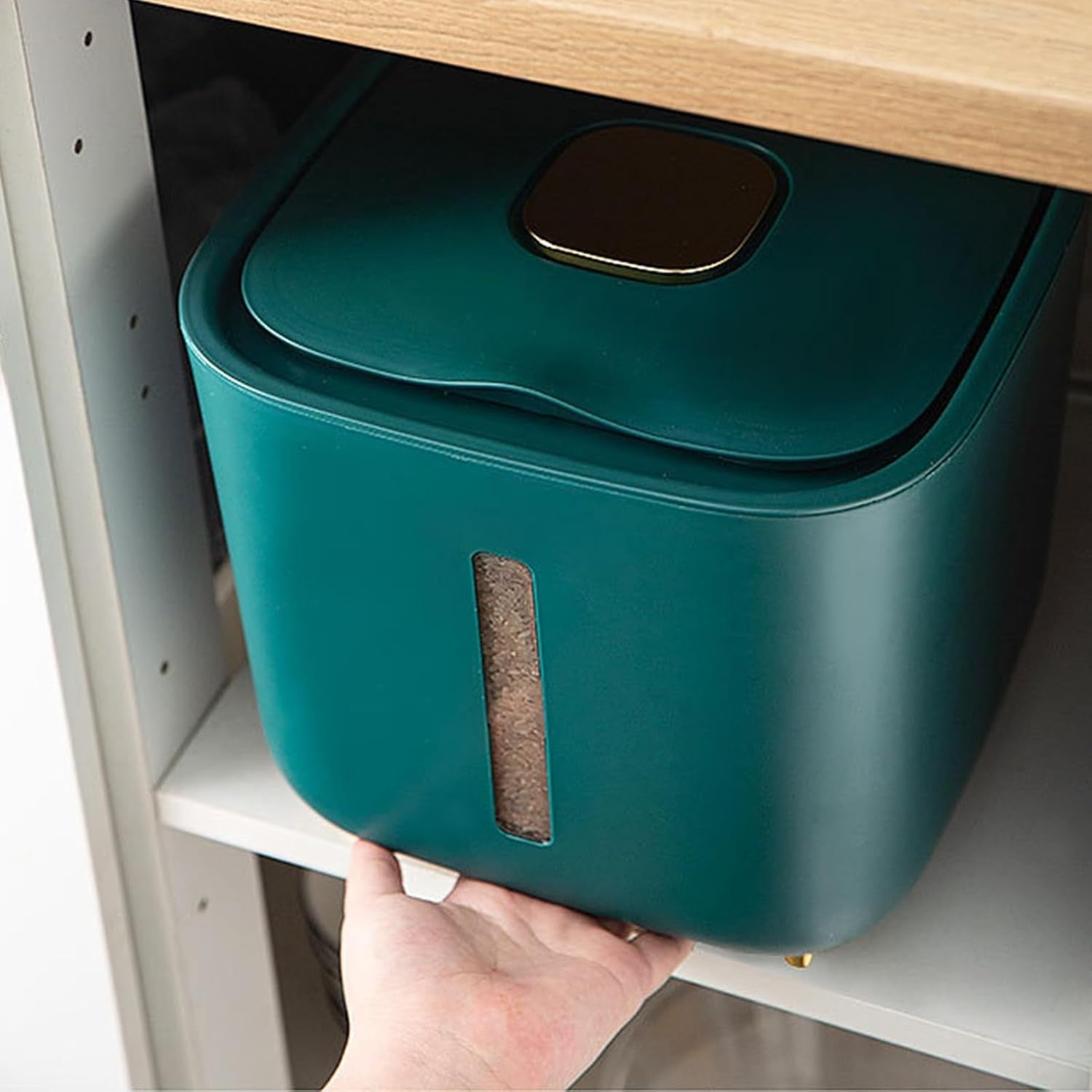 10KG Rice Dispenser Airtight Storage Bin Clear Window Grain Container
