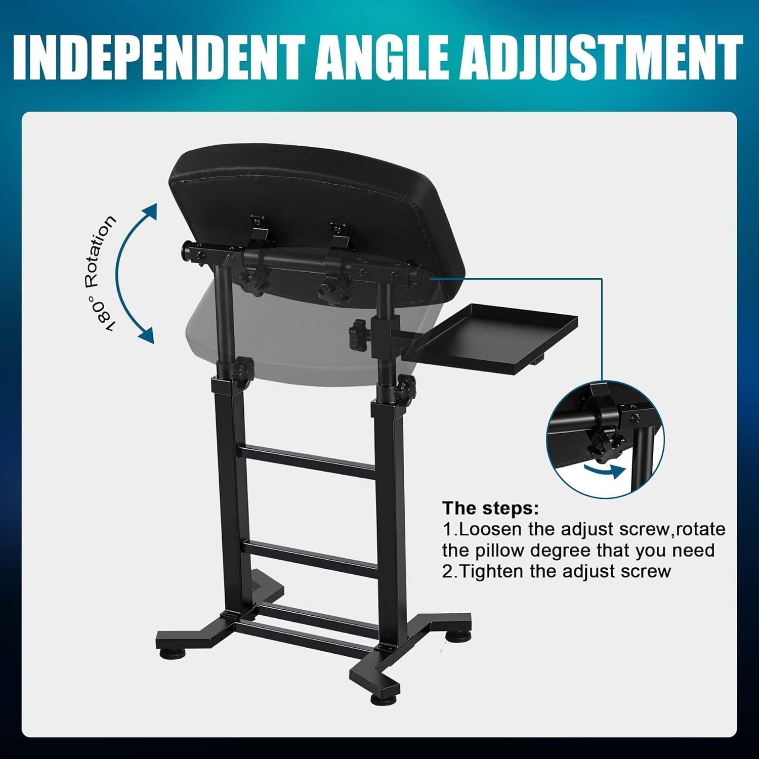 Tattoo Armrest Stand Adjustable Height Extra Large Cushion 180° Tilt Tray