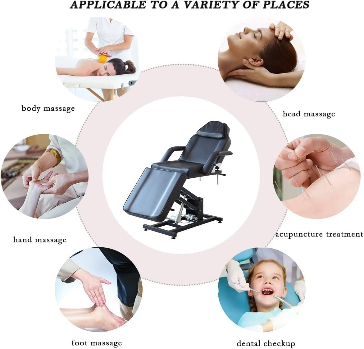 3 Section Adjustable Massage Table Folding Therapy Bed With Removable Supports