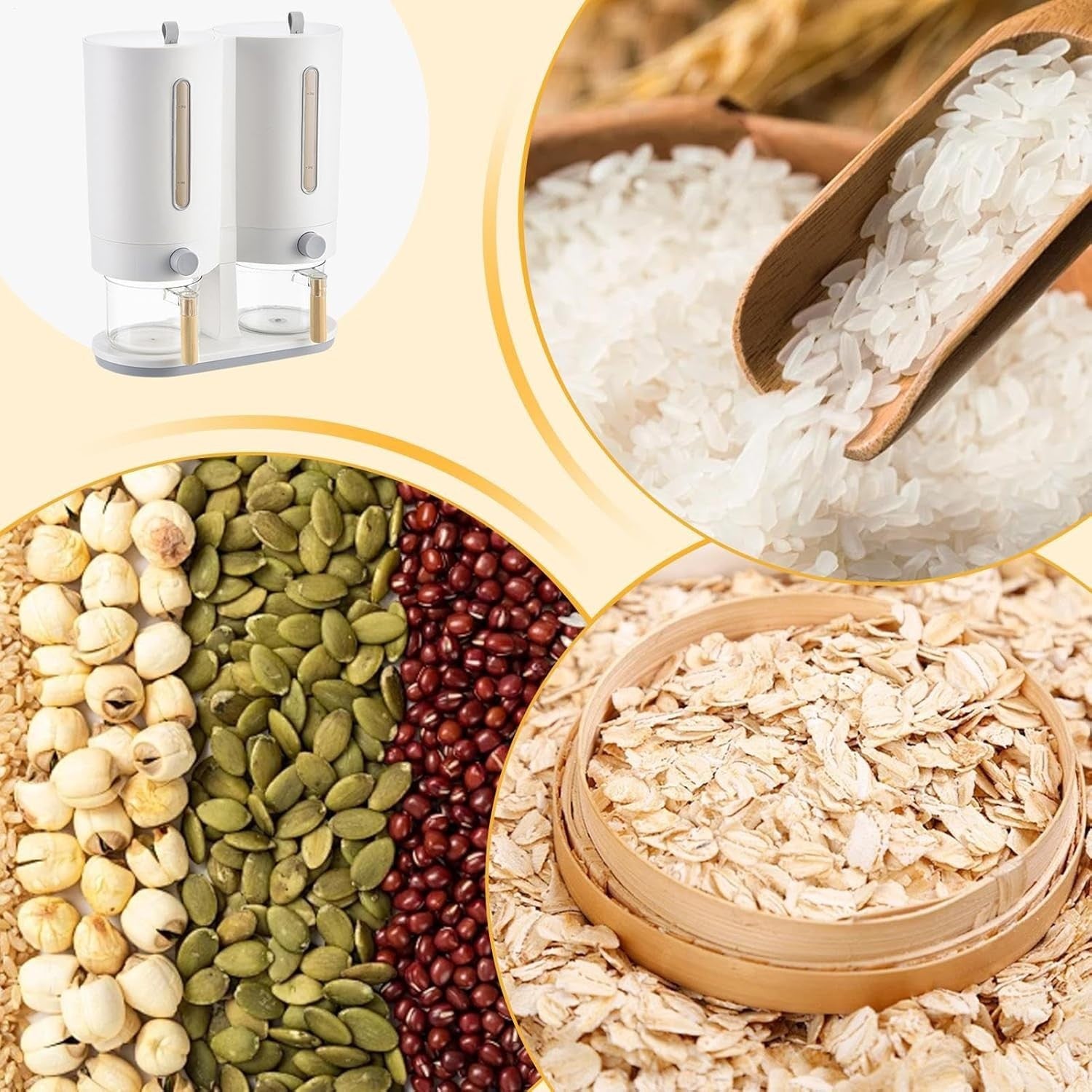 5kg Double Bucket Rice Dispenser Sealed Dry Food Storage Box