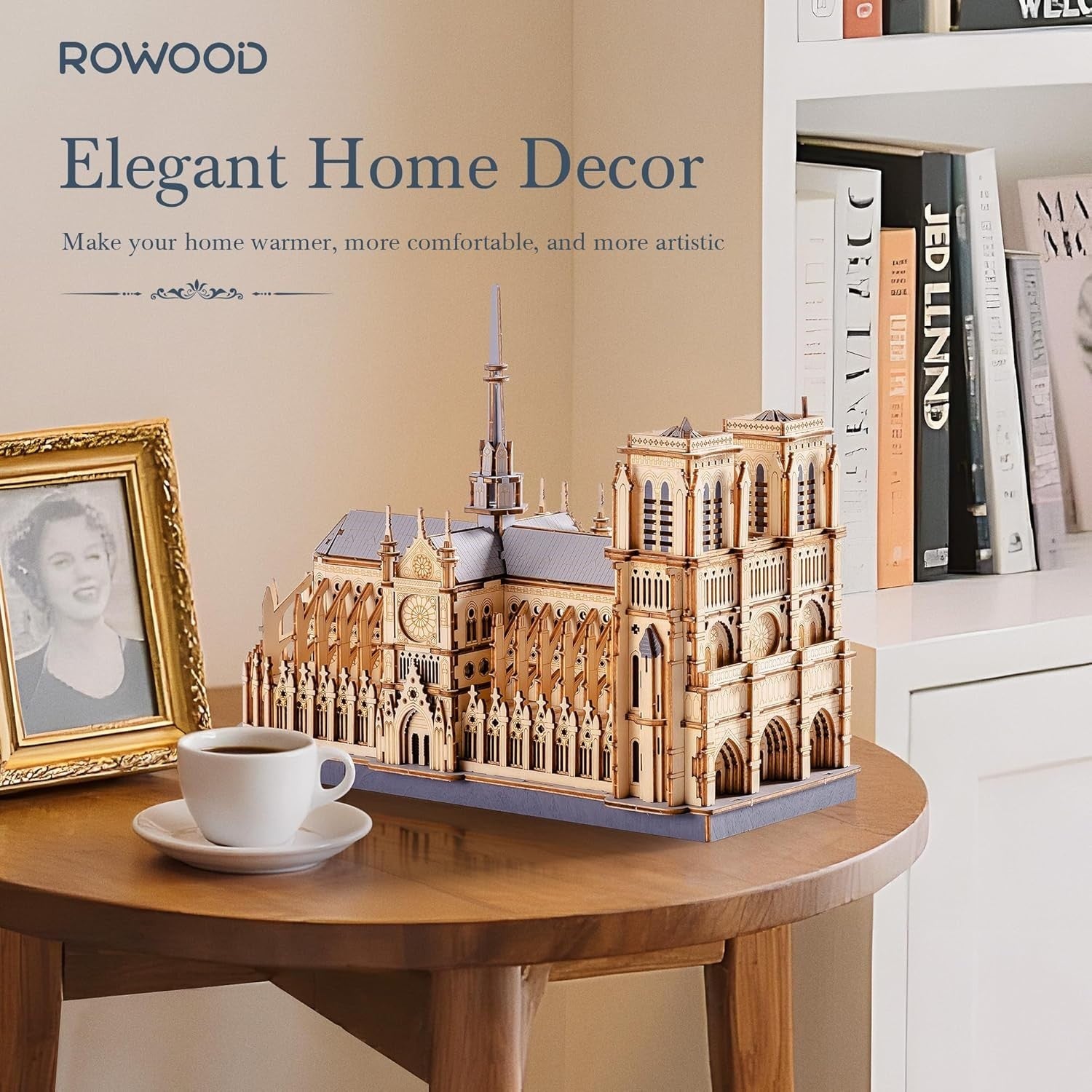3D Wooden Notre Dame Puzzle Model Kit - DIY Architecture Decor, 330 Pieces