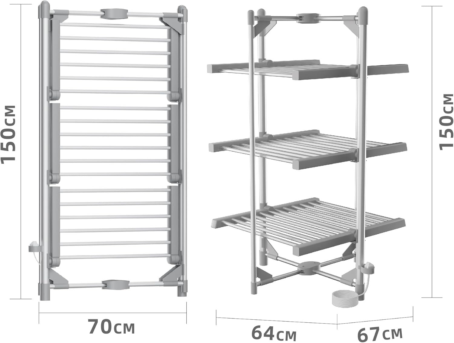 3 Tier Heated Clothes Airer with Cover 220W Folding Indoor Drying
