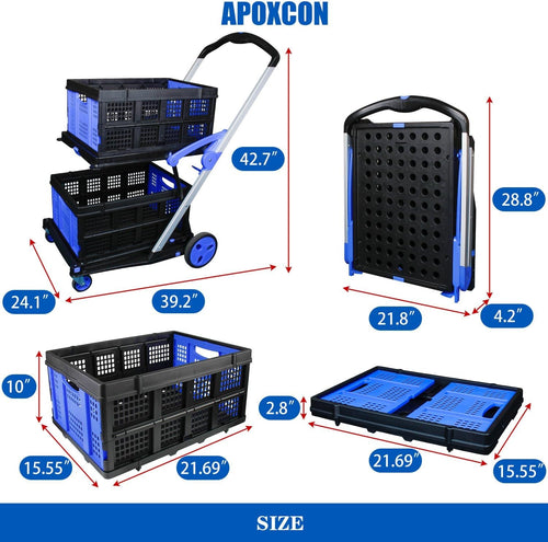 Folding Shopping Cart Trolley 2 Tier Heavy Duty Collapsible Storage Wheels