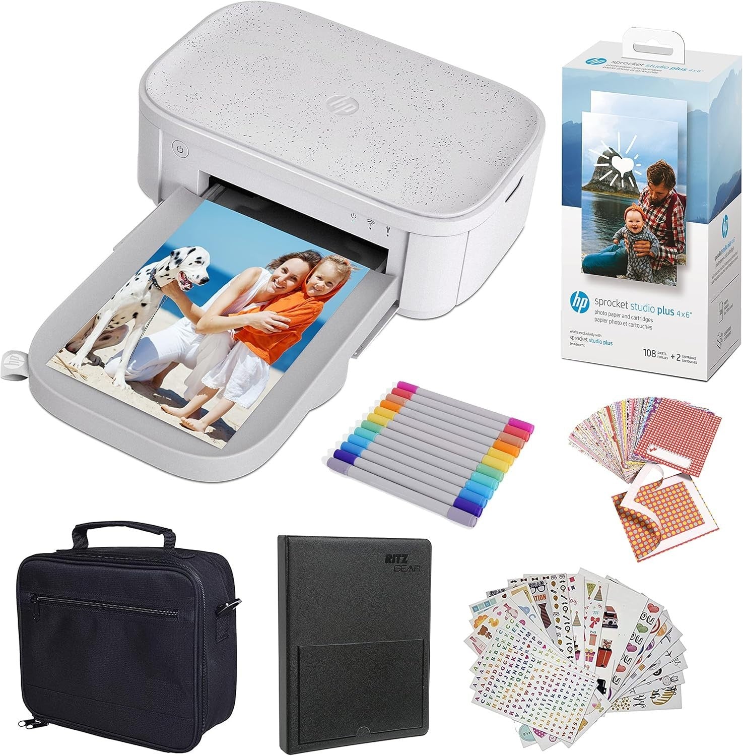 White 4x6 Instant Photo Printer Wireless Portable WiFi Studio Bundle
