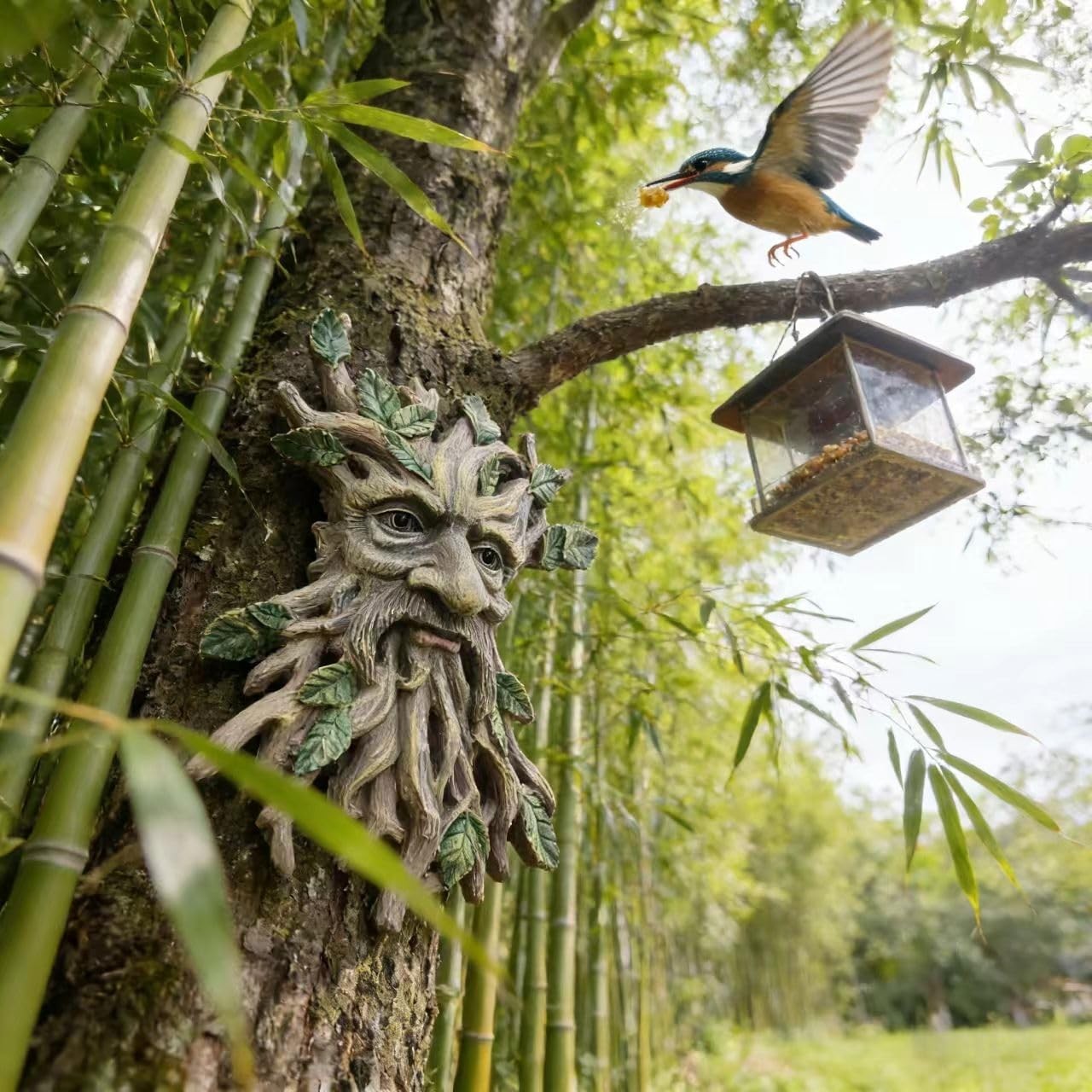 Tree Face Garden Wall Decor Resin Forest Spirit 30cm