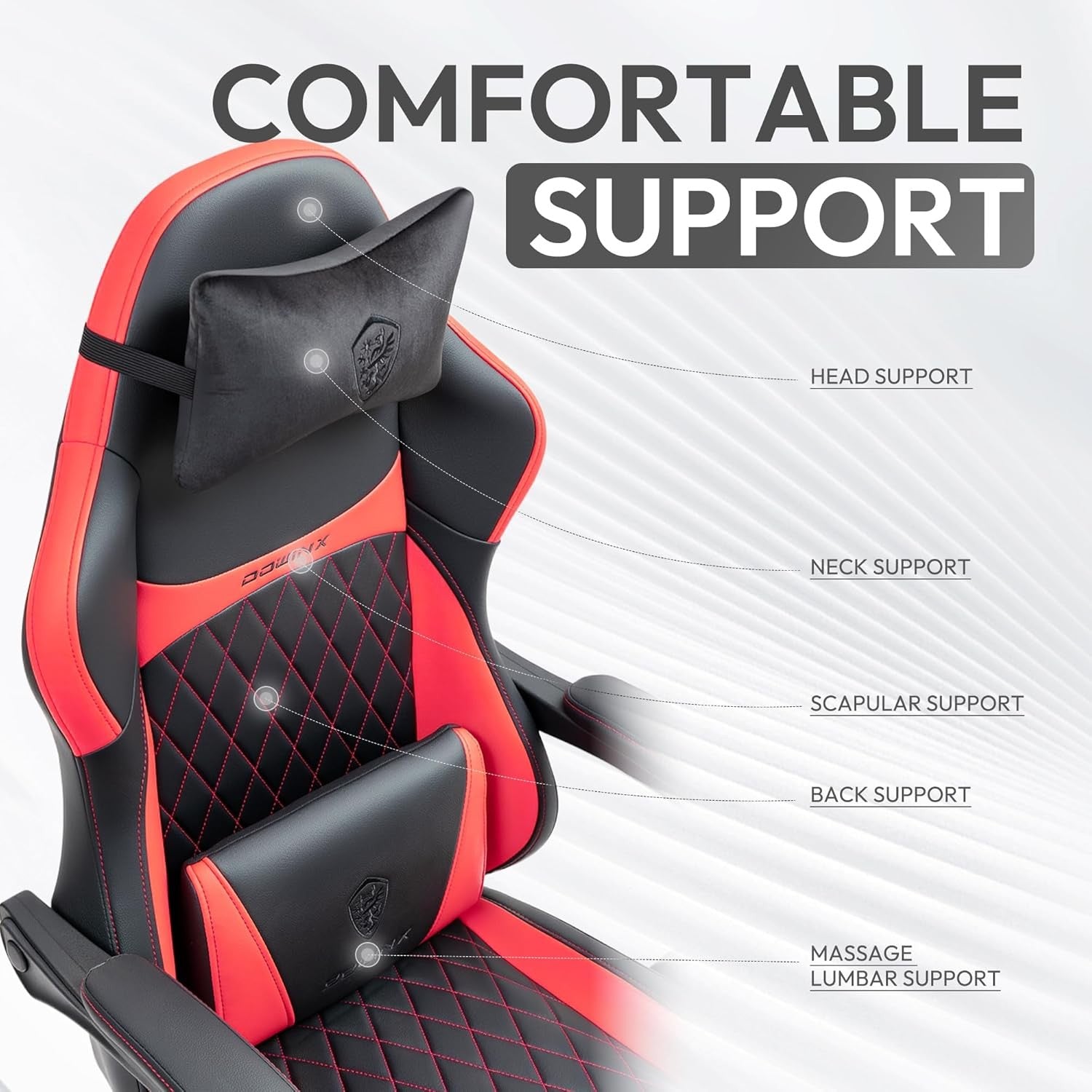 Ergonomic Gaming Chair Recliner w/ Footrest Massage 90°–145°