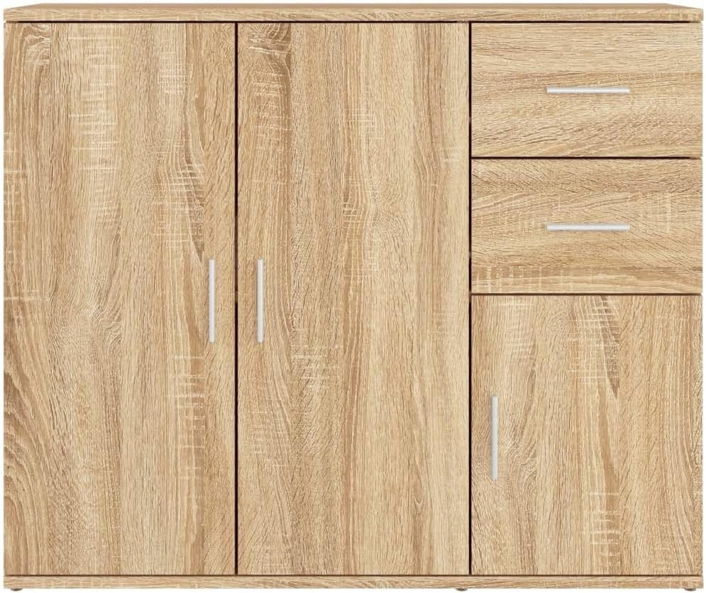Modern Sonoma Oak Sideboard Storage Cabinet with Spacious Top & 2 Doors