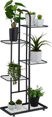 5 Tier Metal Plant Stand Black | Indoor Outdoor Flower Pot Display Shelf Rack