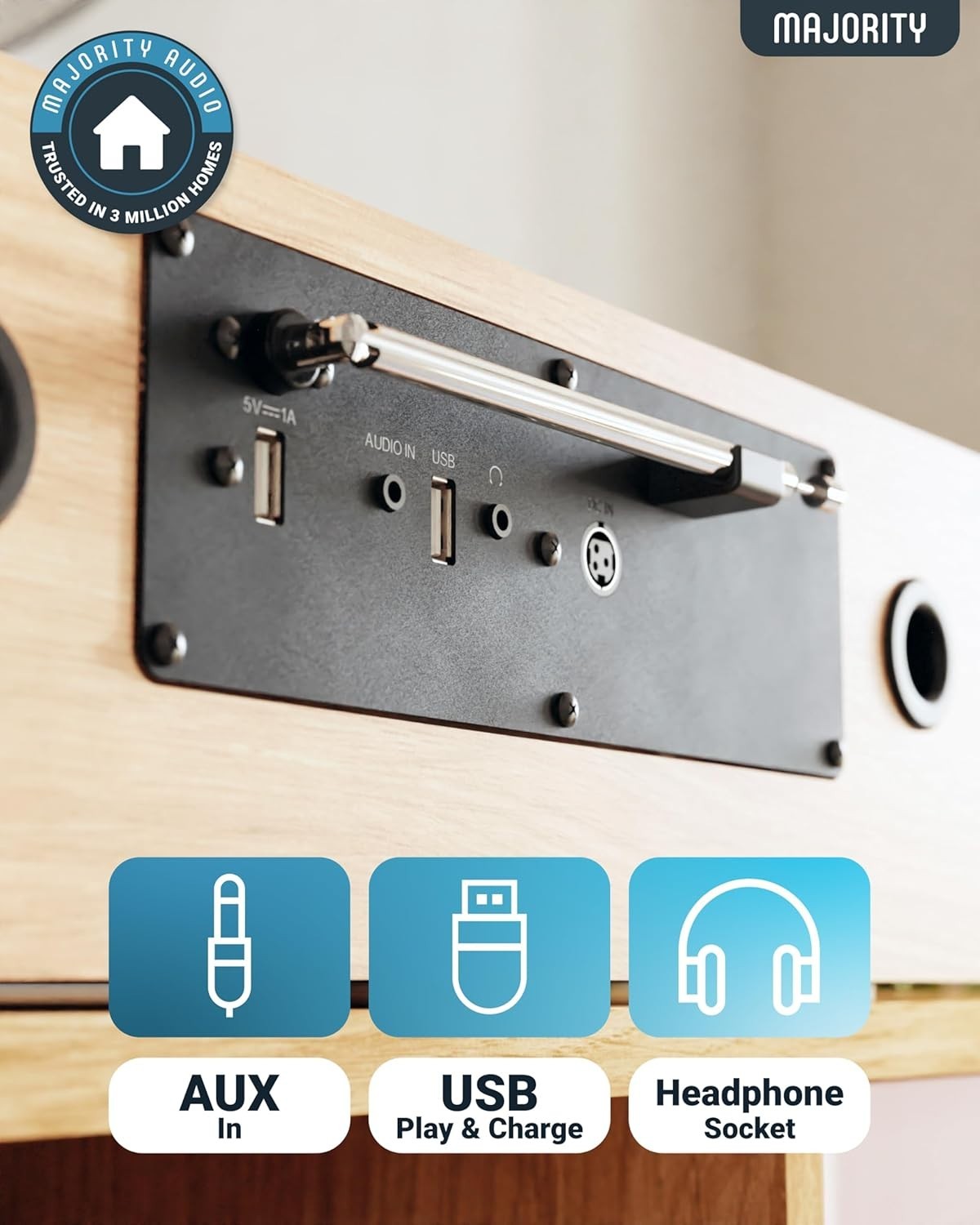 Wooden DAB+ CD Player Bluetooth HiFi Stereo FM Alarm USB Remote Oak