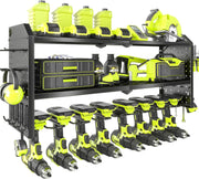 Black Adjustable Wall-Mount Power Tool Organizer 8 Drill Holder Rack