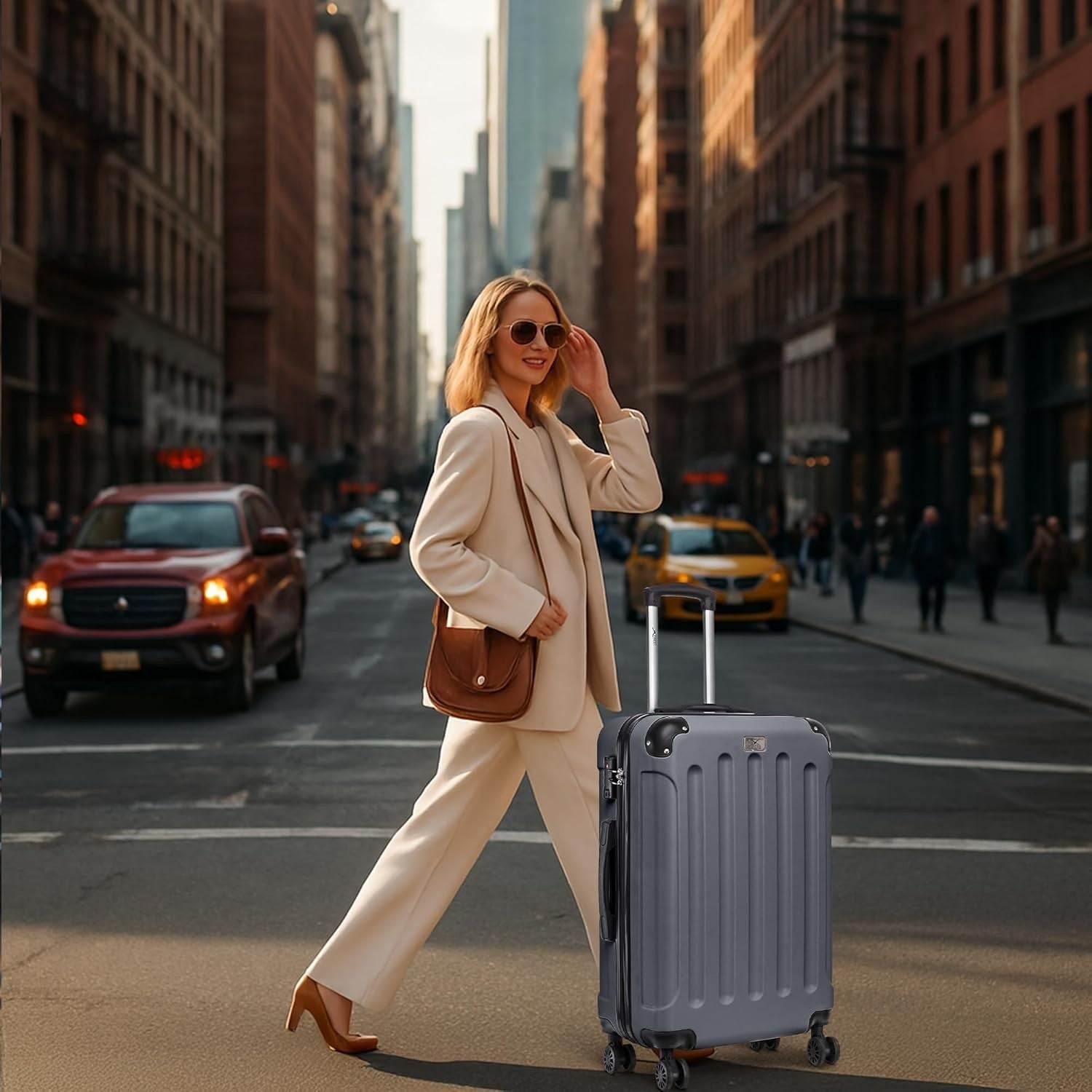 Medium 24” ABS Hard Shell Suitcase 4 Wheel Travel Case TSA Lock