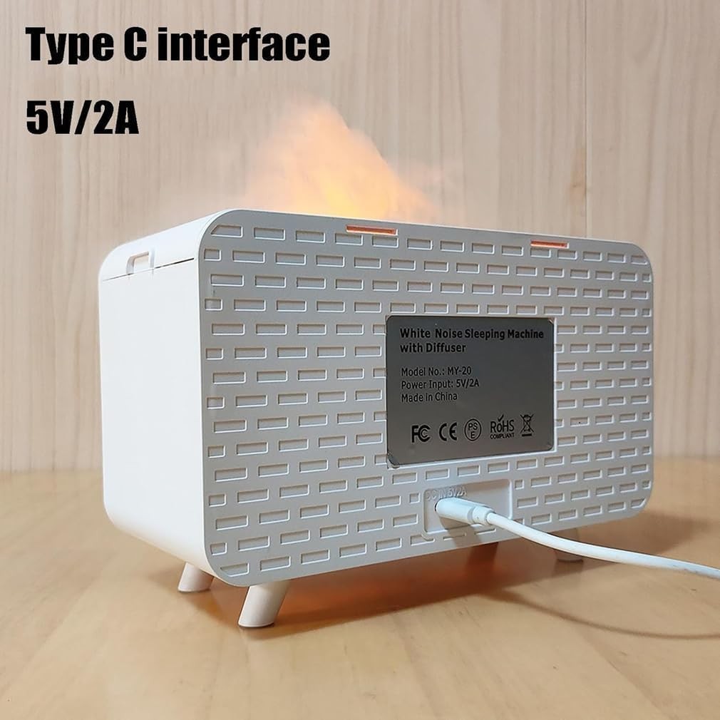 White Noise Sound Machine Night Light Flame Humidifier Bluetooth Speaker