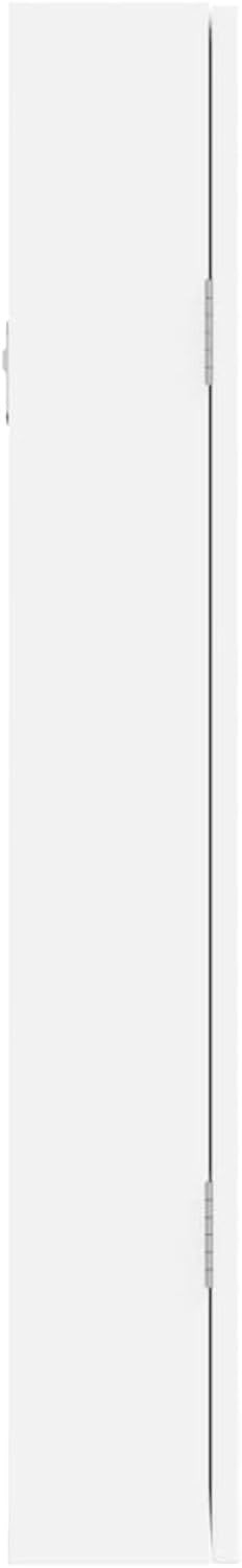 White Wall Mounted Mirror Jewelry Cabinet Lockable Storage with Drawers