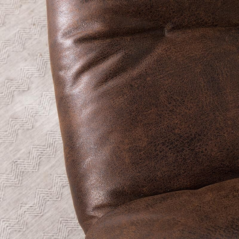 Brown PU Leather Accent Chair with Metal Legs – Tufted Lounge Armchair
