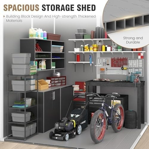6x6ft Outdoor Resin Storage Shed Lockable Garden Tool & Bike Box
