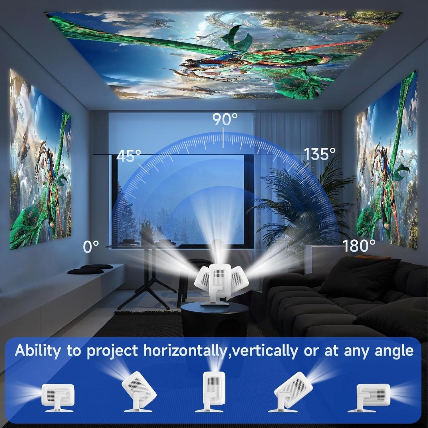 Mini 1080P Projector WiFi 6 Bluetooth Auto Keystone 4K Support Portable
