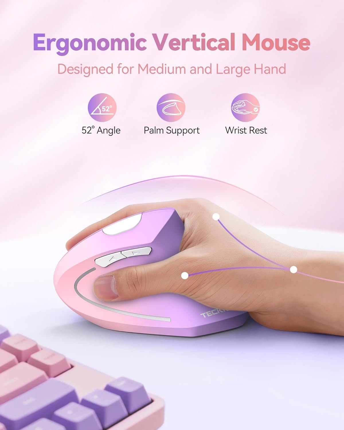 Vertical Ergonomic Wireless Mouse 4800DPI Silent 6 Button USB PC