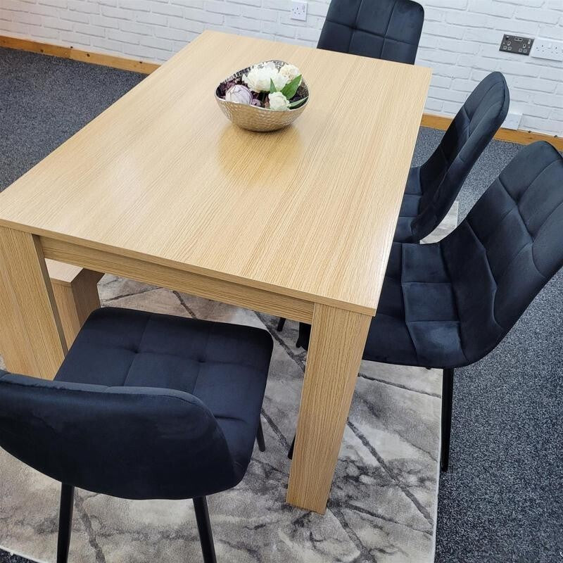 6 Seater Dining Table Set with Bench & 4 Chairs for Kitchen or Home