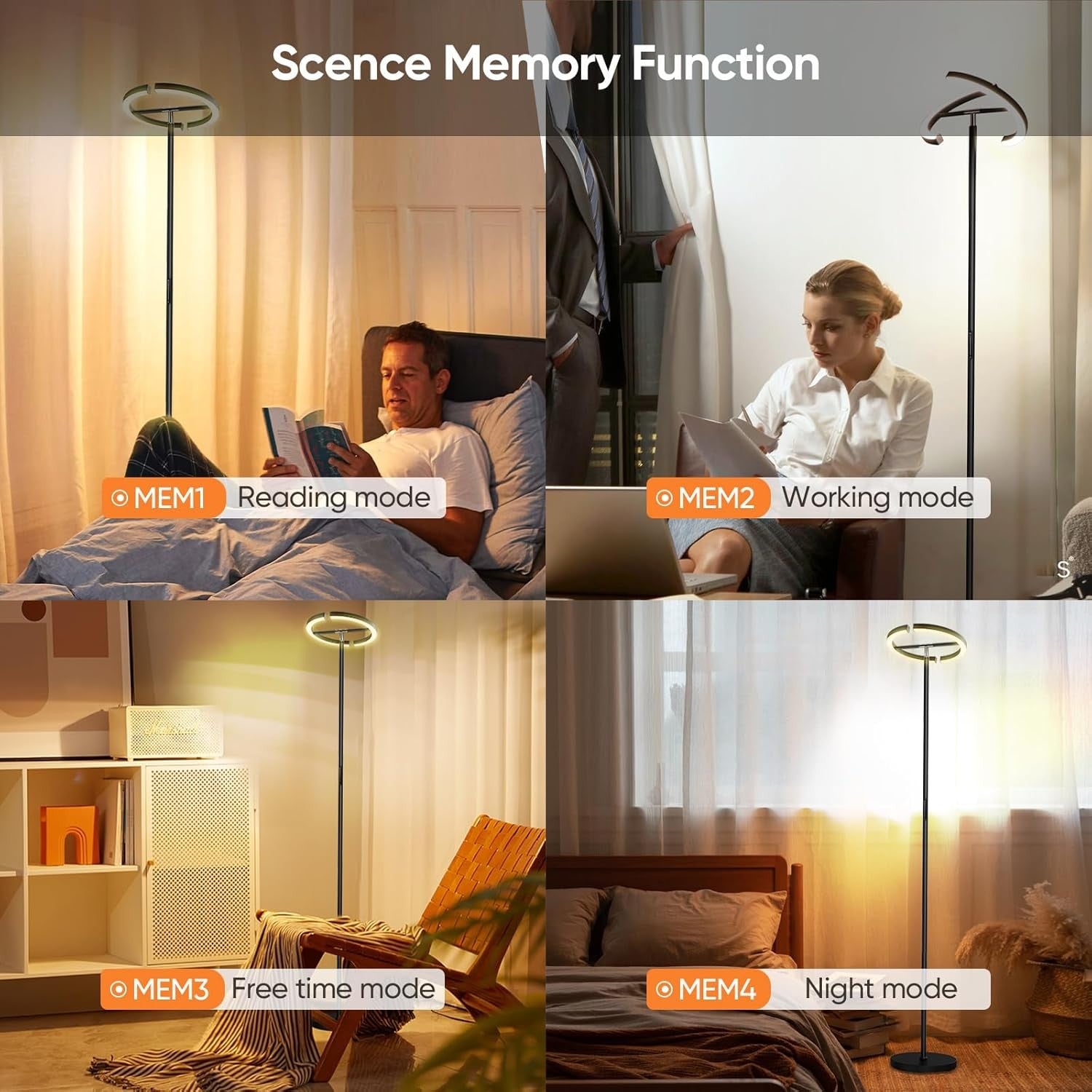 LED Floor Lamp Dimmable Remote Touch 3000–6000K Modern Standing Light