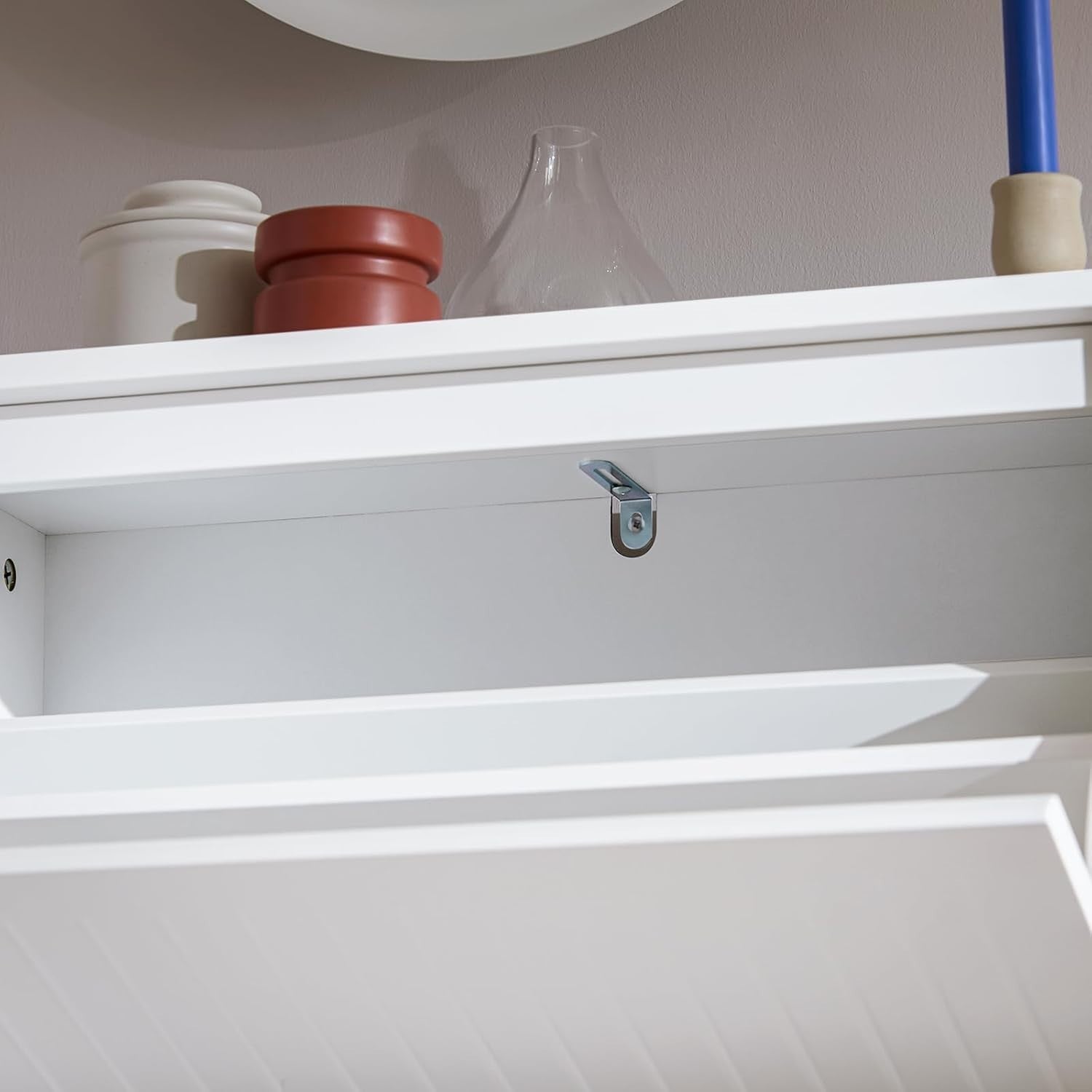 Tall White Shoe Cabinet – Slim 3 Flip Drawer Storage Unit 120cm Hallway