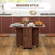 Folding Drop Leaf Dining Table on Wheels with Storage Drawers Cabinet Distressed