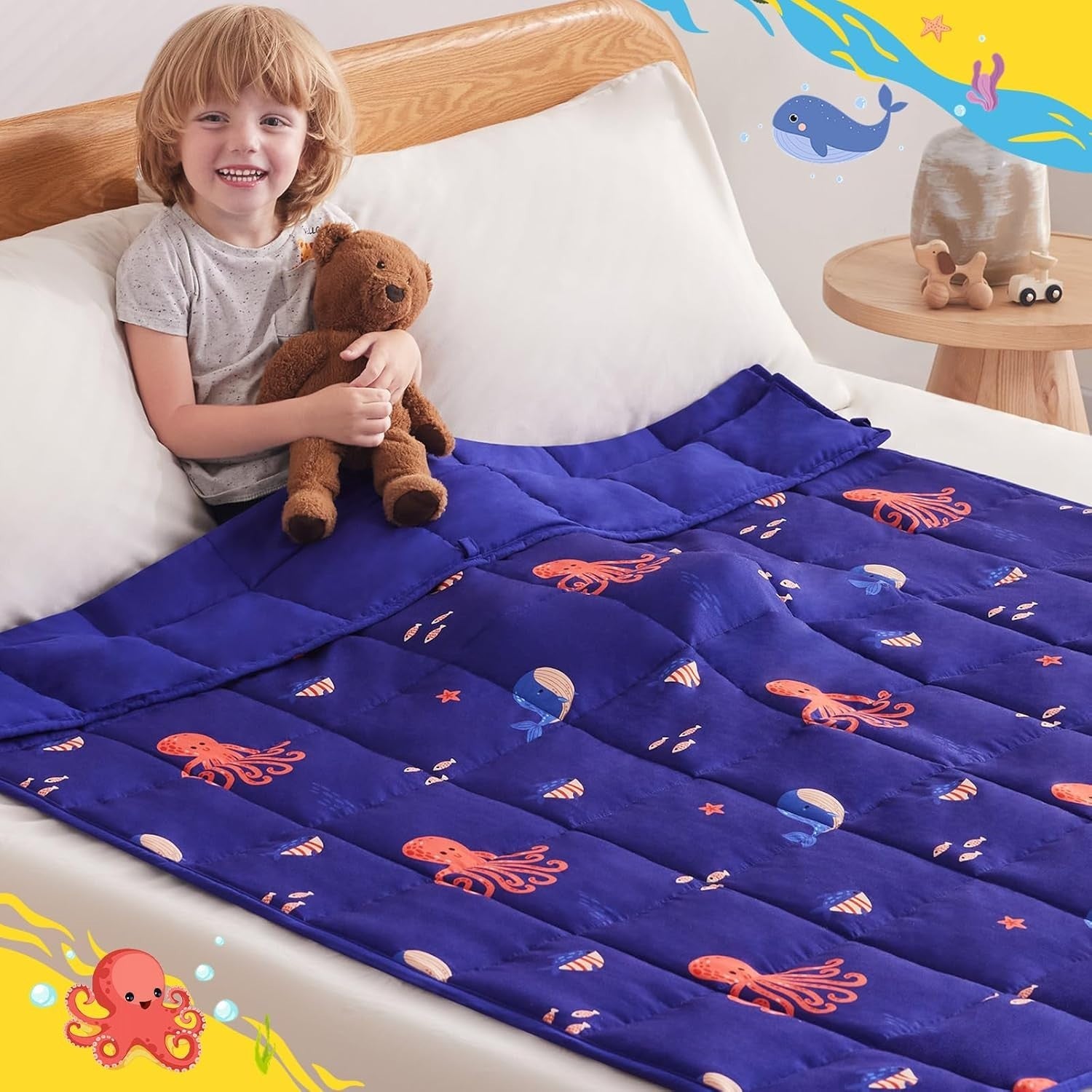 Kids Weighted Blanket 10lbs 40x60 Blue Ocean Soft Cooling Throw