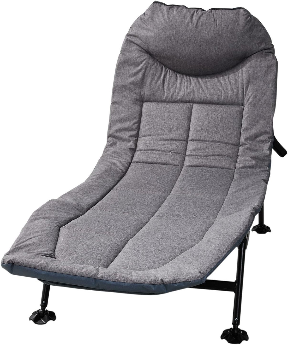 Adjustable Outdoor Sun Lounger with Headrest Pillow & Side Pocket Grey