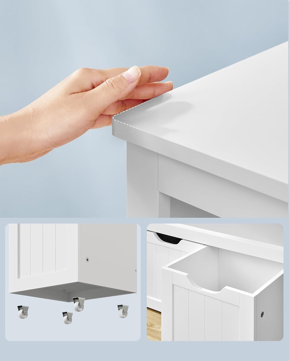 White Kids Toy Storage Cabinet with Wheels – 3 Drawer Bookcase Unit