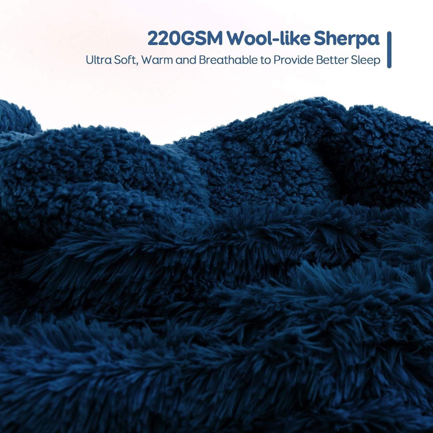 15lbs Weighted Blanket Navy Blue 48x72" Faux Fur & Sherpa Cozy Warm