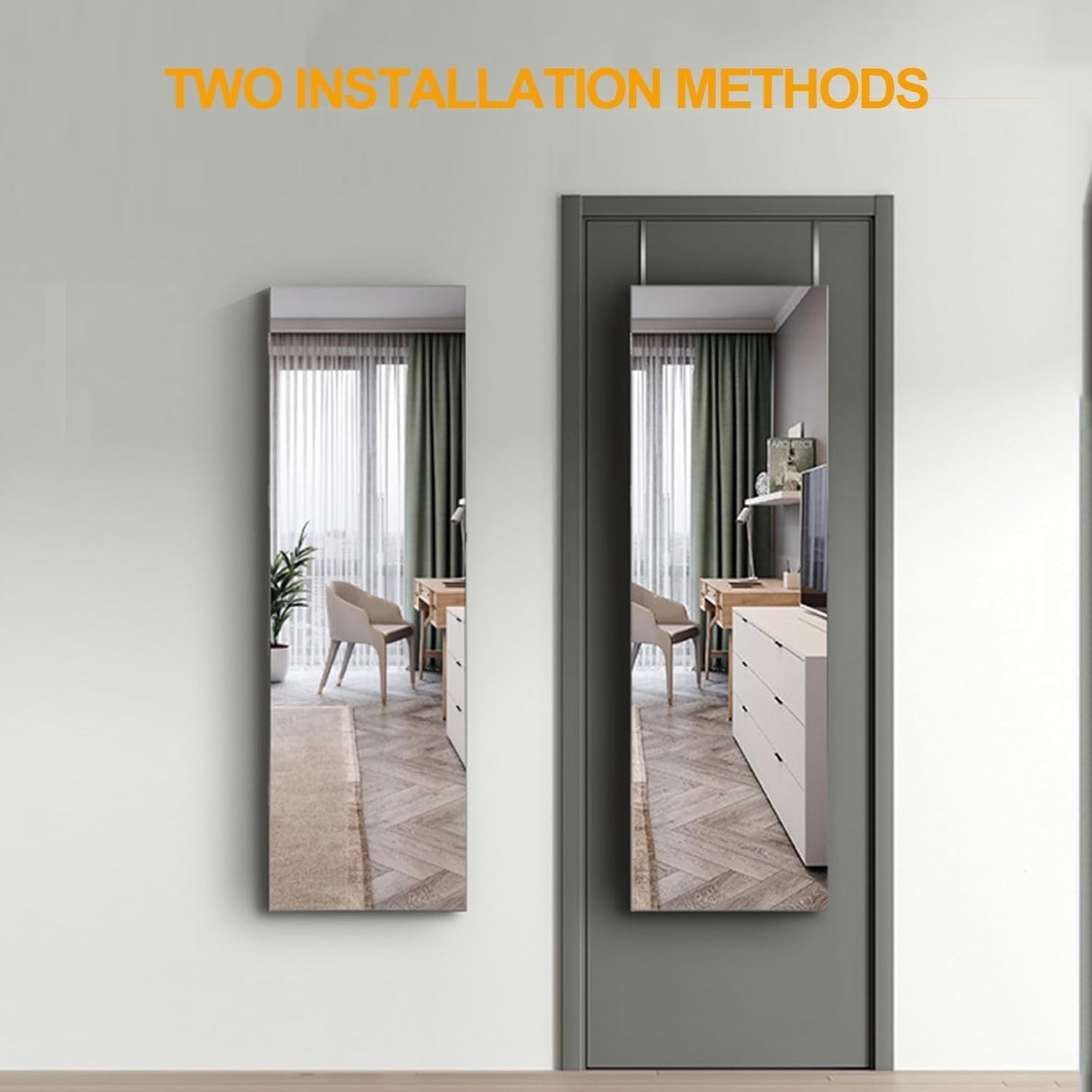 LED Full Length Jewelry Armoire Mirror Lockable Storage Organizer White