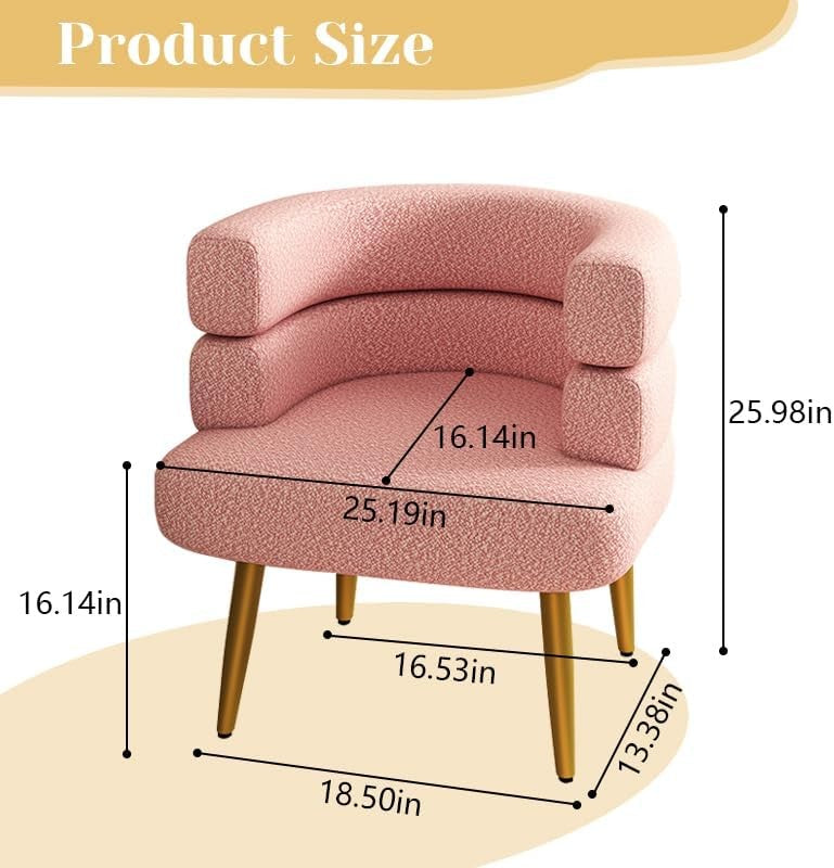 Pink Faux Fur Sherpa Accent Chair Gold Legs Modern Tub