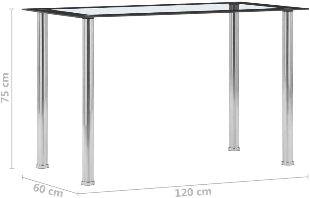 Rectangular Glass Dining Table 120x60cm Black Clear Steel Modern